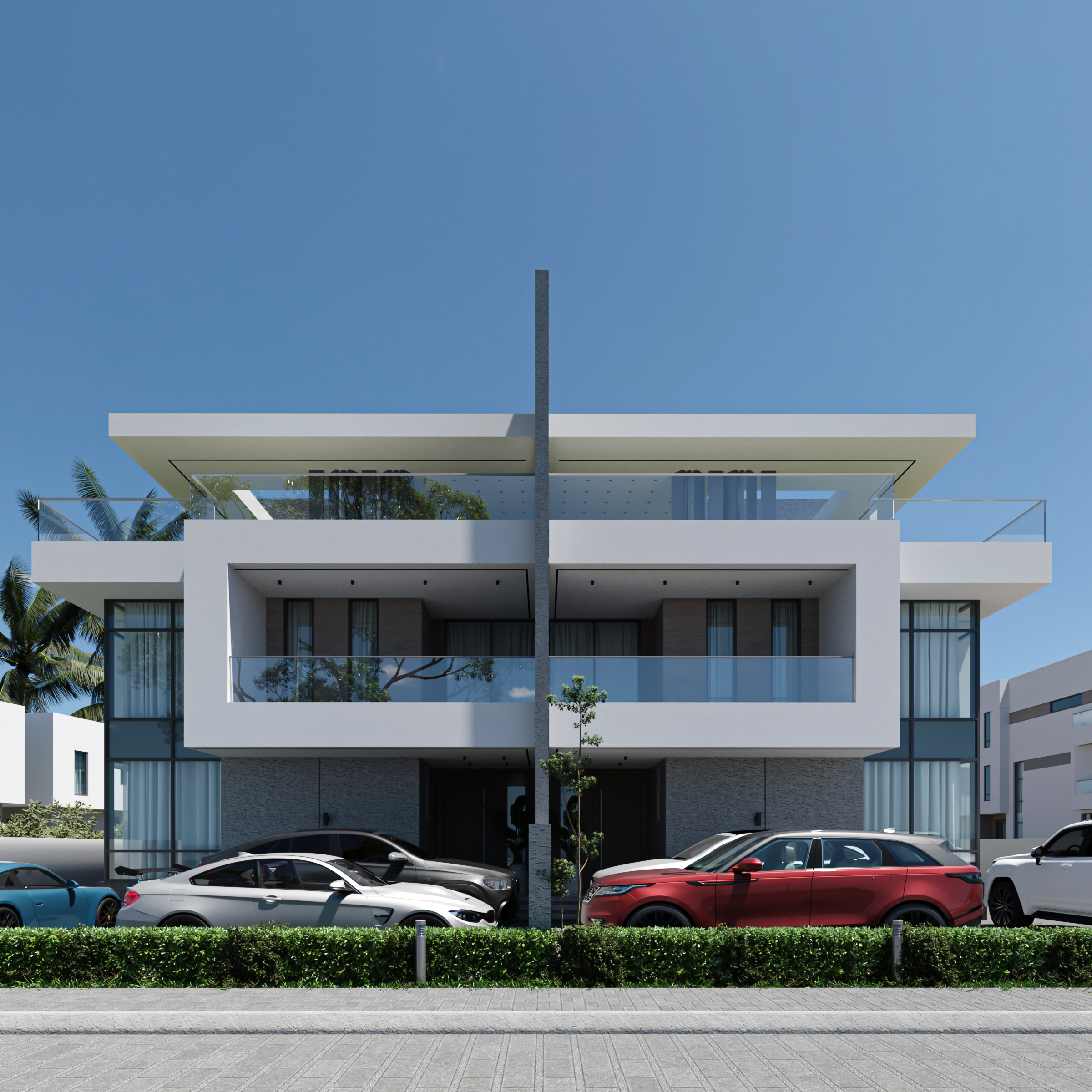 Architectural rendering of Cedars Manor’s front exterior in Cowrie Creek Estate, Lekki