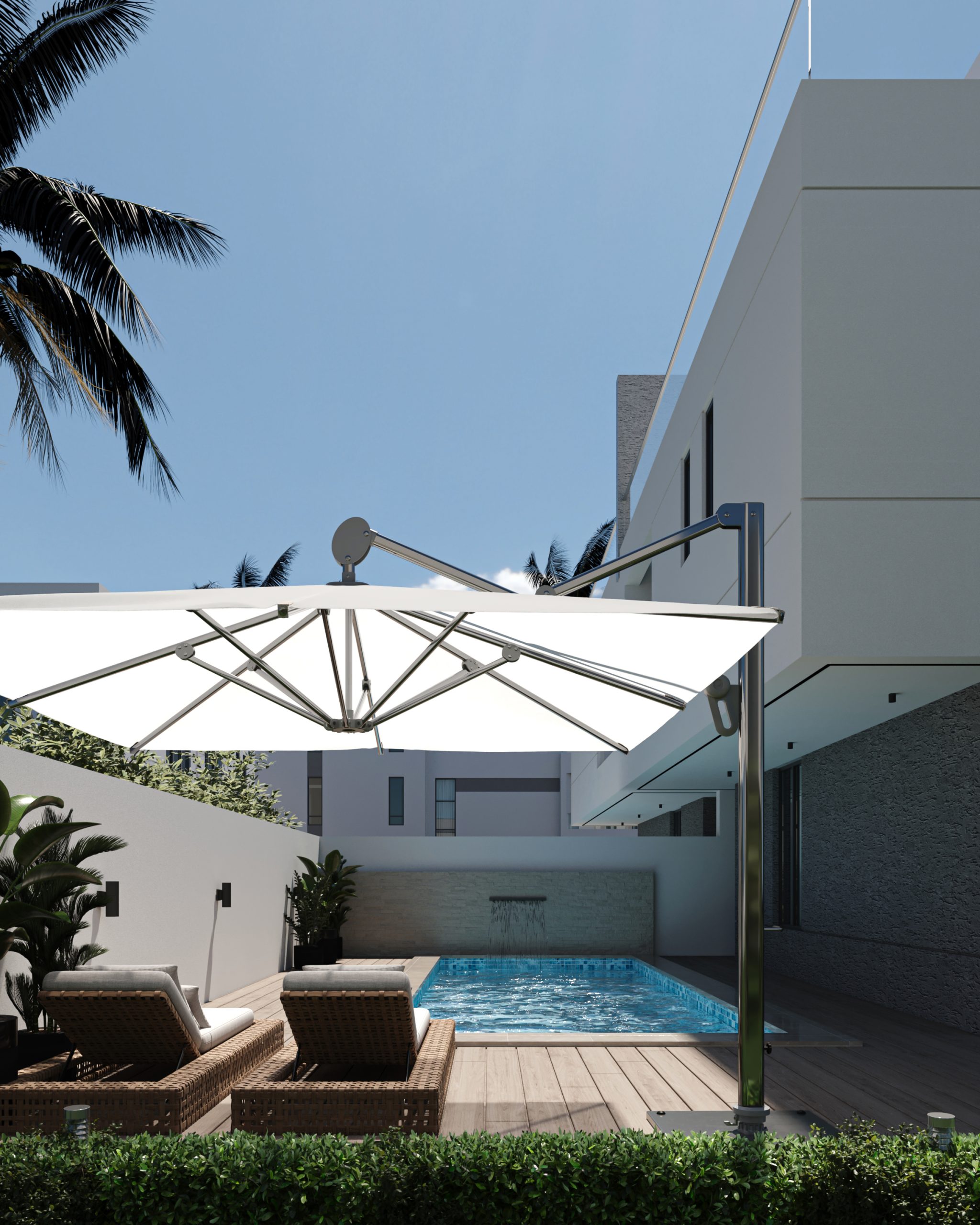 Rendering of Cedars Manor’s proposed swimming pool and poolside loungers
